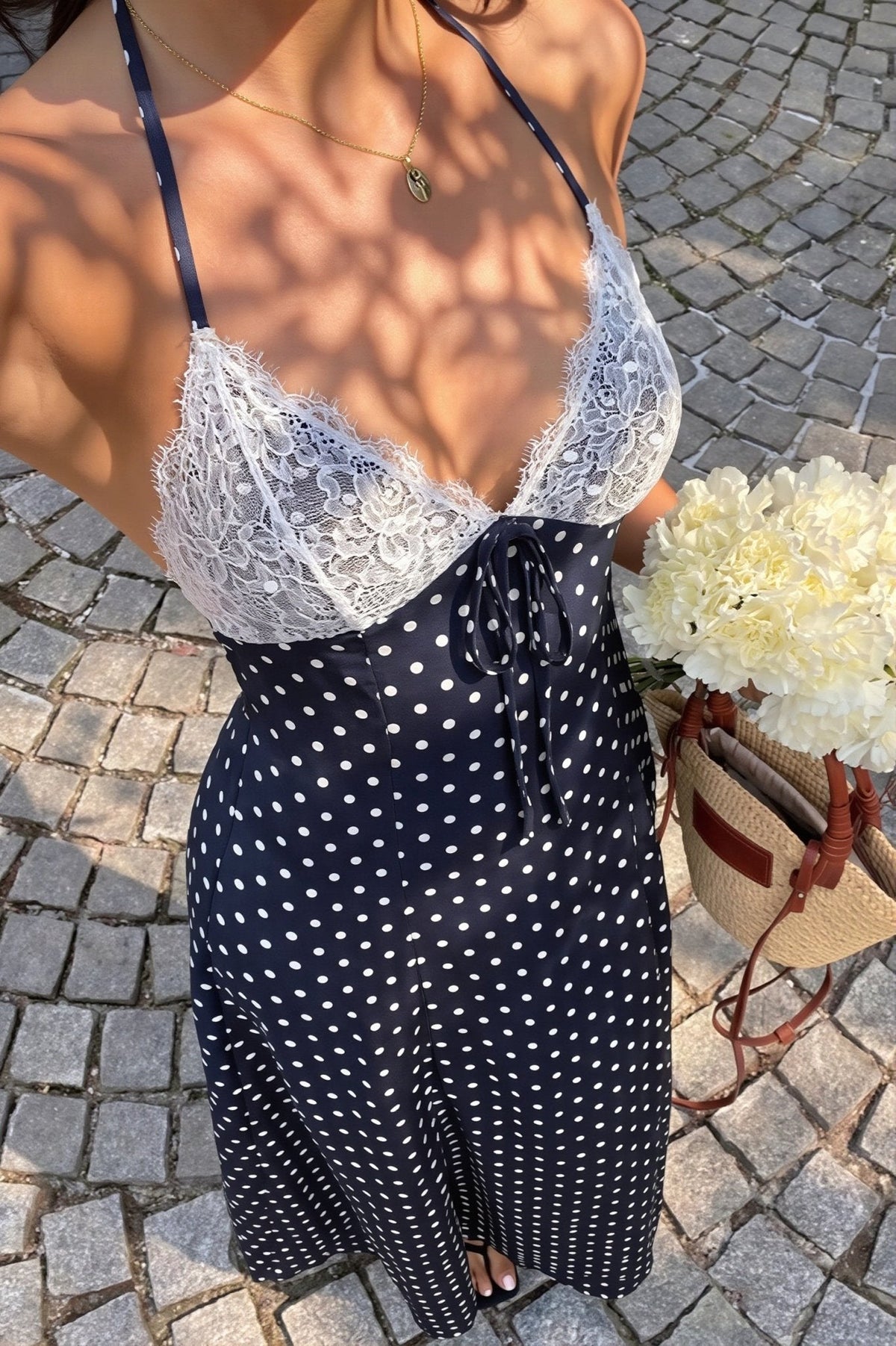 Zoe Polka Dot Halter Maxi Dress