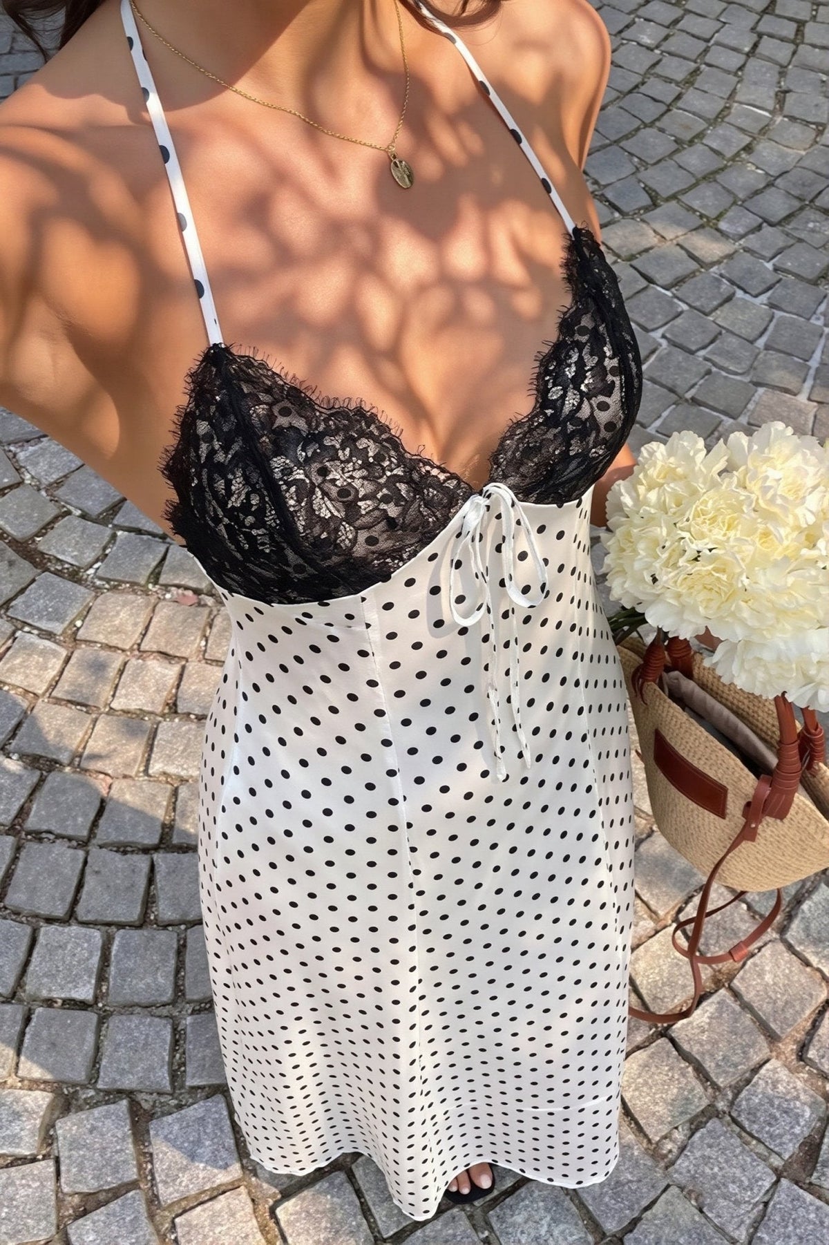 Zoe Polka Dot Halter Maxi Dress
