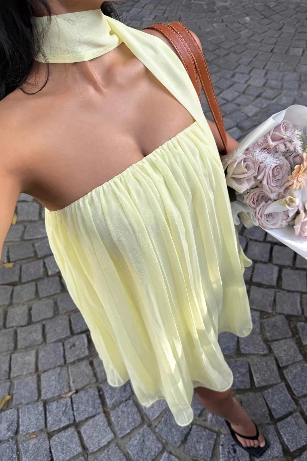 Aliya Ruched Bandeau Mini Dress