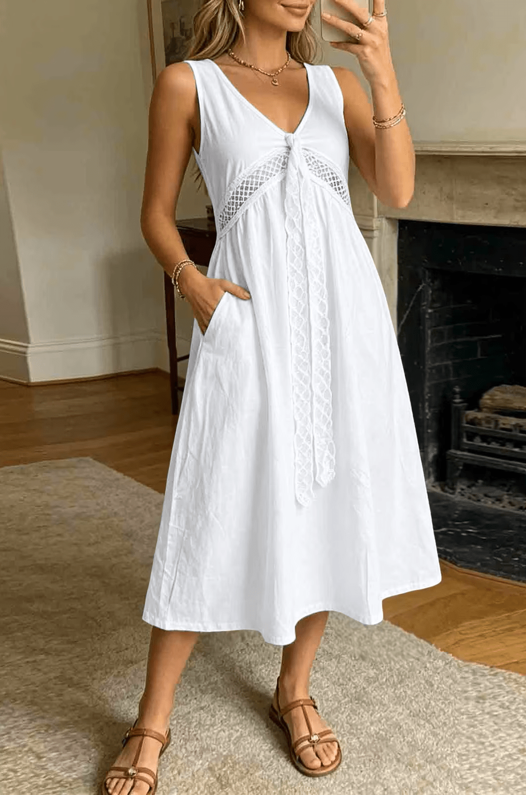 Beatrice Lace Trim A-Line Summer Dress