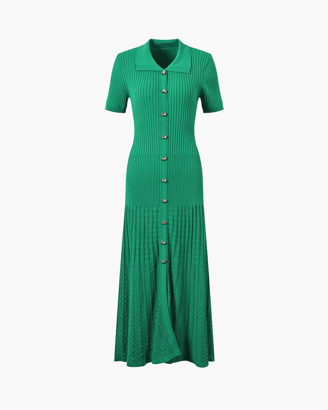 Affra Turn-Down Collar Knit Maxi Dress