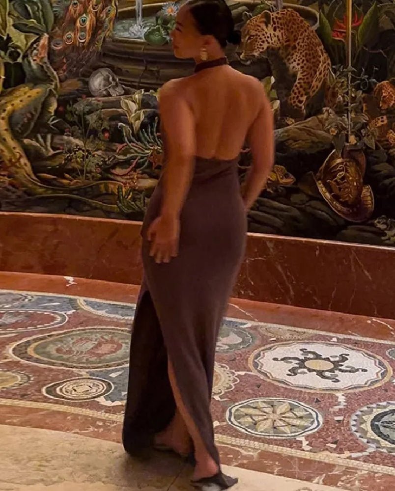 Carla Halter Tie Backless Maxi Dress