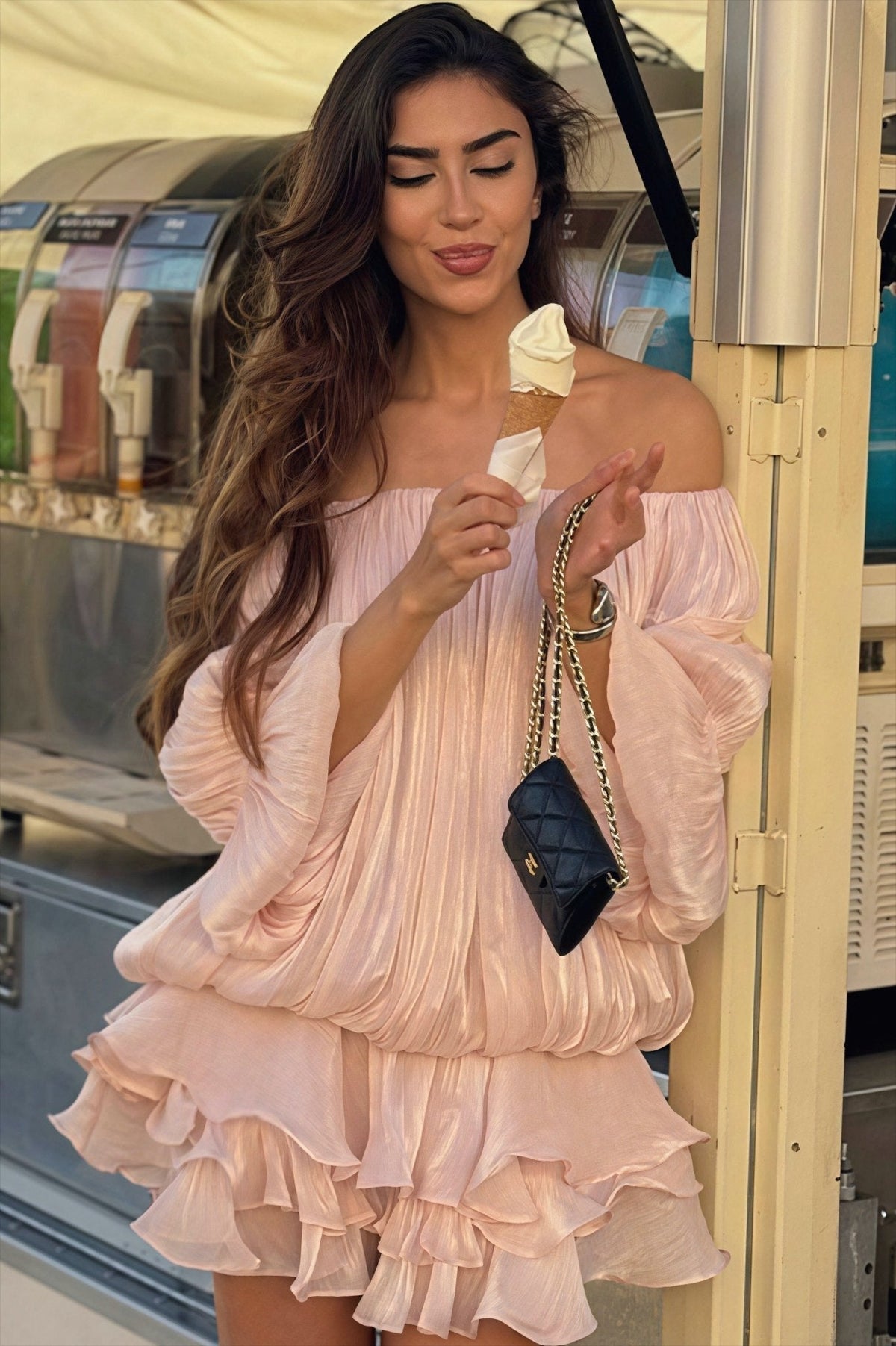 Bianca Off-Shoulder Ruffle Tiered Mini Dress