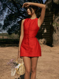Celeste Button-Front Sleeveless Mini Dress