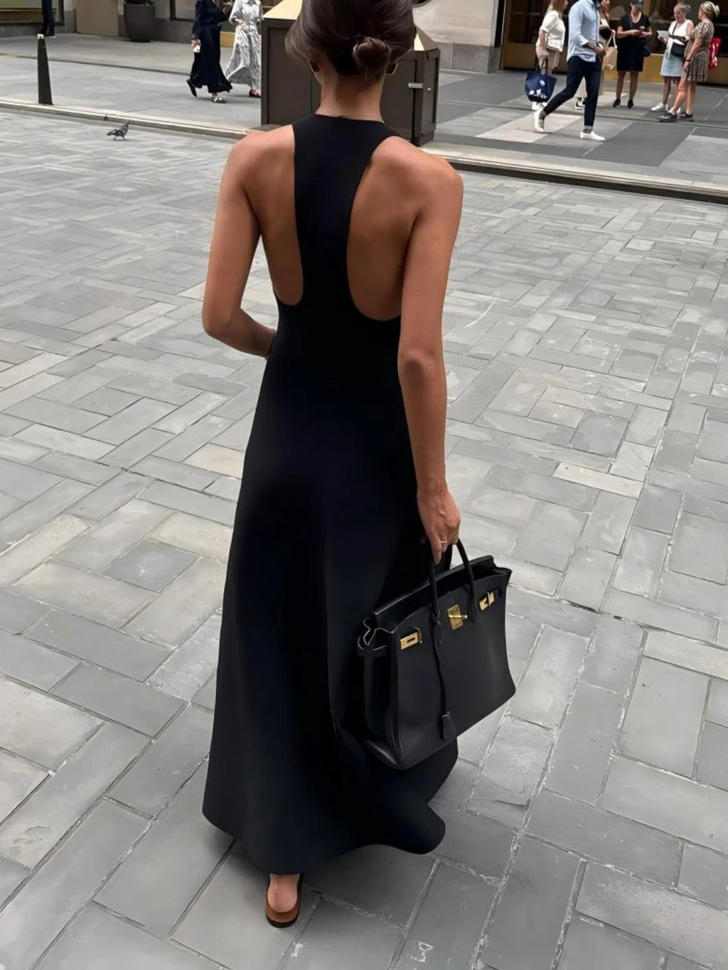 Erica Deep V-Neck Halter Maxi Dress