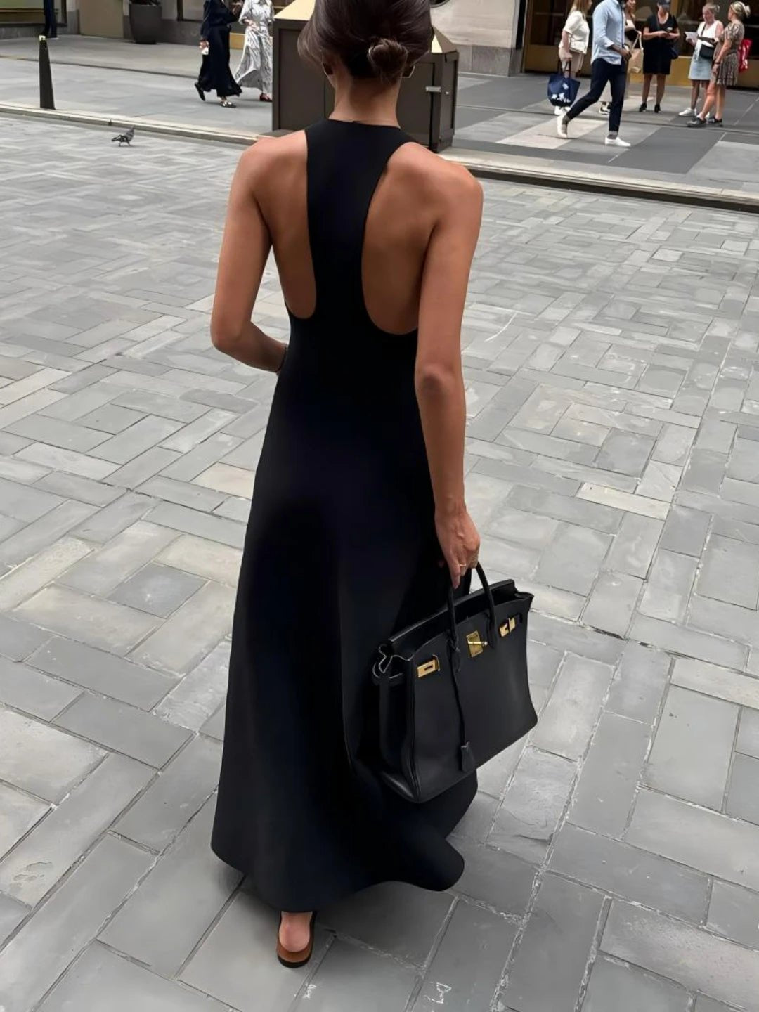 Erica Deep V-Neck Halter Maxi Dress