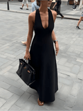 Erica Deep V-Neck Halter Maxi Dress