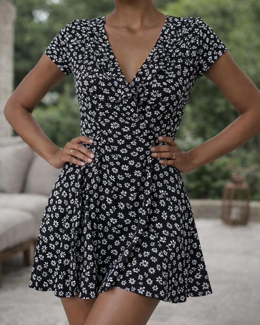 Celeste Floral V-Neck A-Line Mini Dress