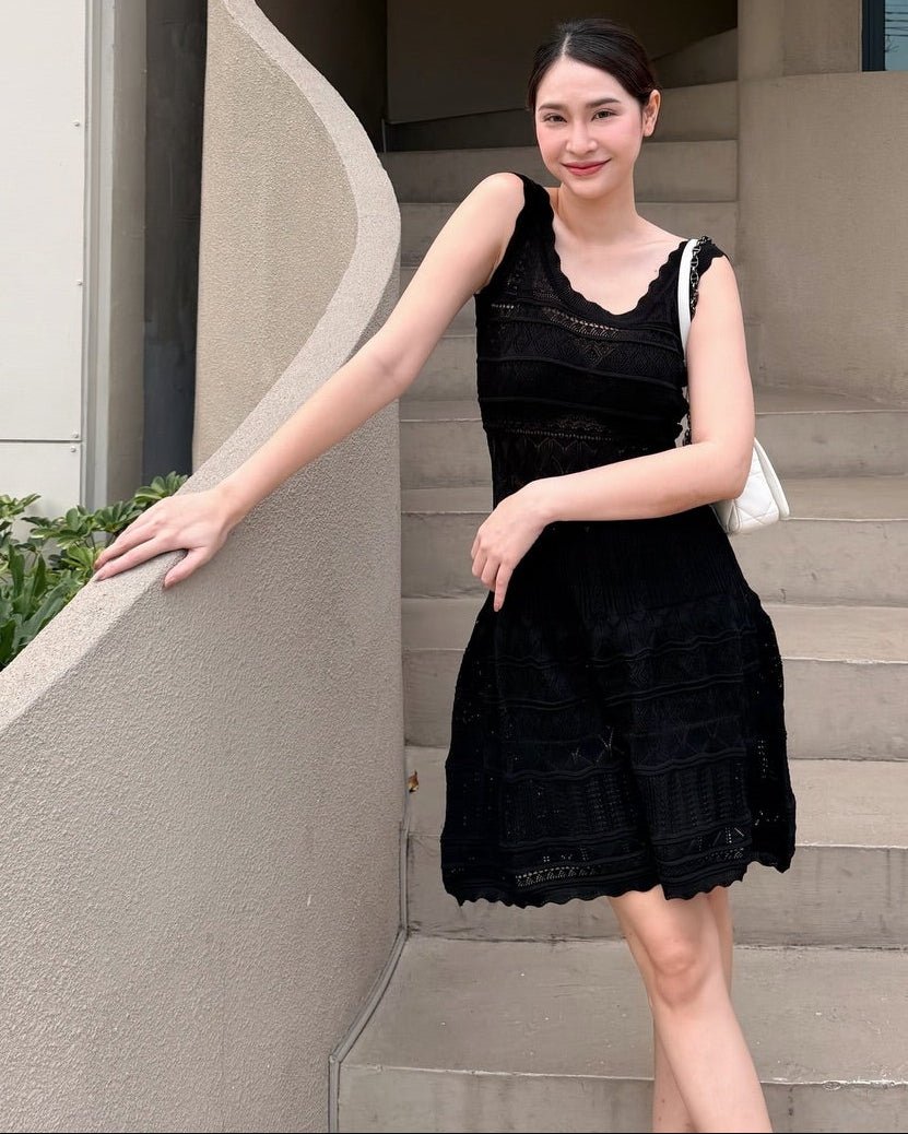 Esther Hollow-Out Knitted Midi Dress