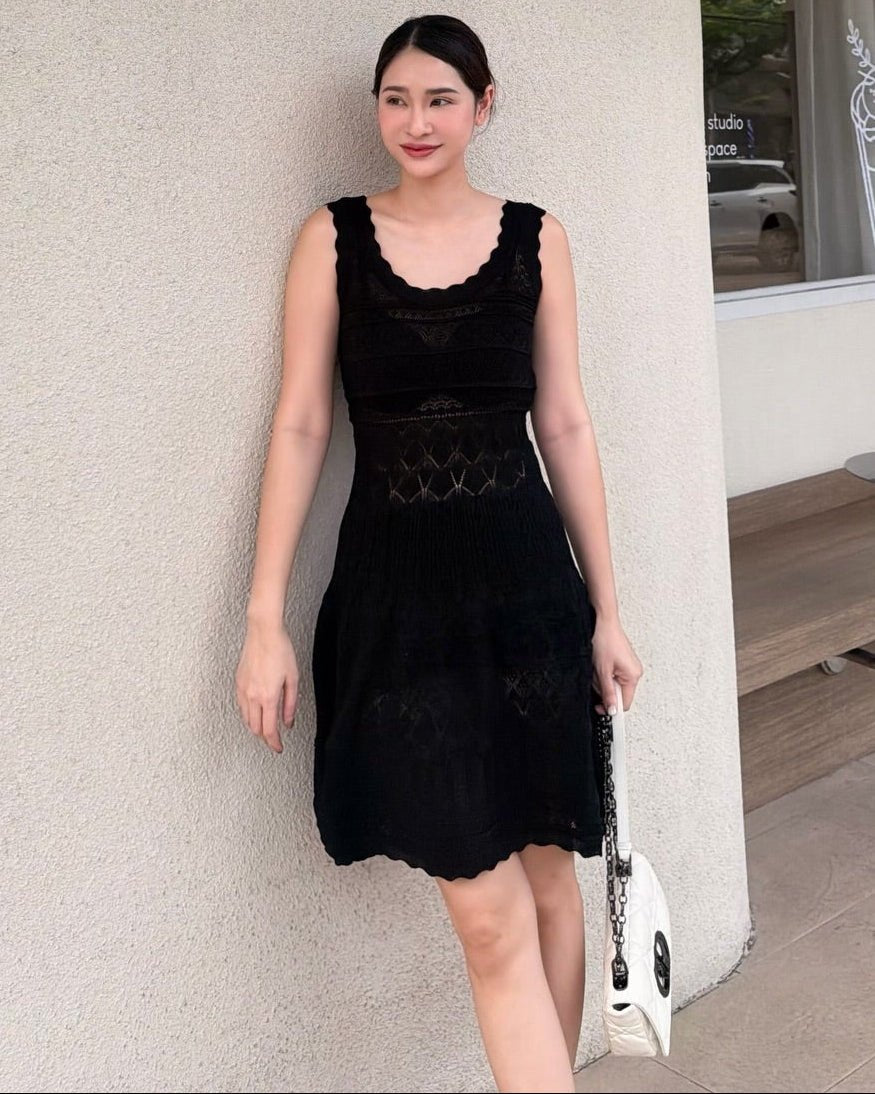 Esther Hollow-Out Knitted Midi Dress