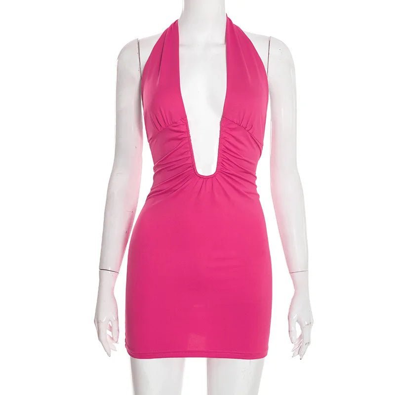 Mila Ruched Halter Mini Dress