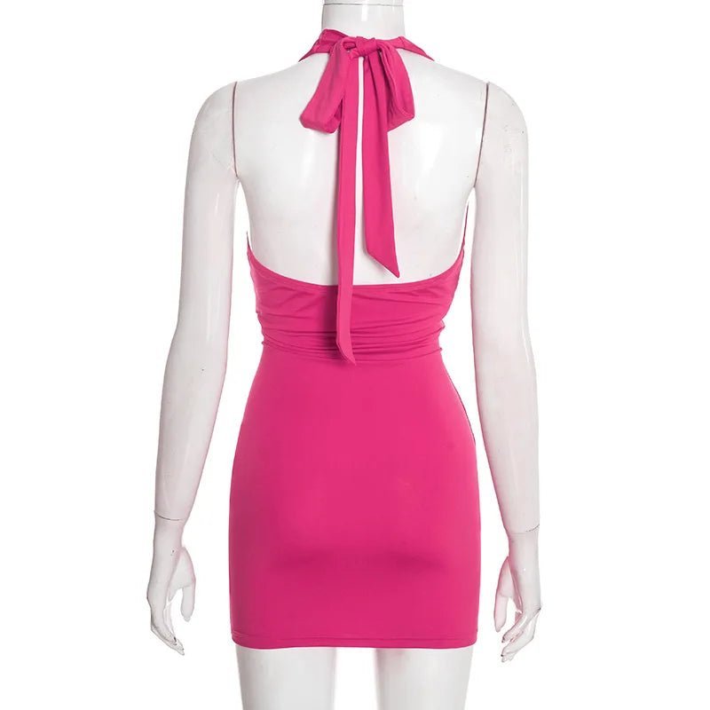 Mila Ruched Halter Mini Dress
