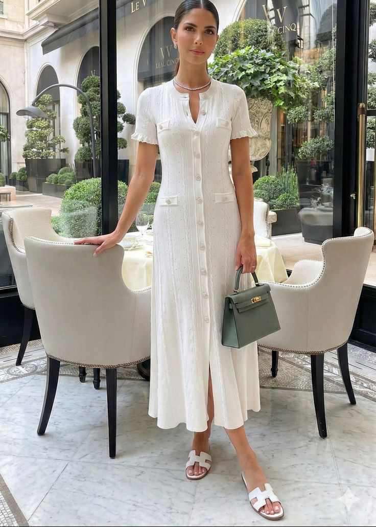 Beatrice Button-Front Knit Midi Dress