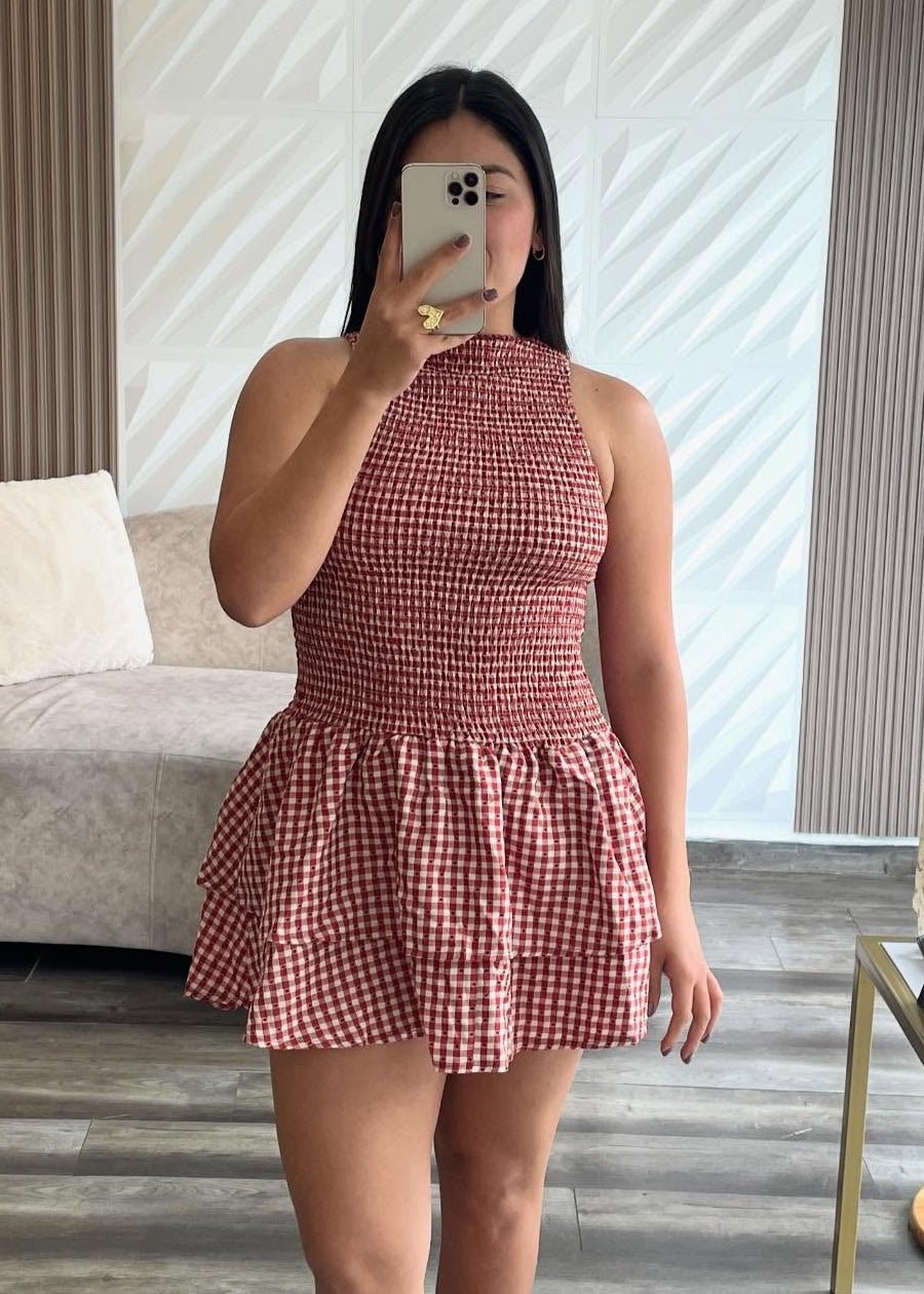 Hazel Plaid Smocked Mini Dress