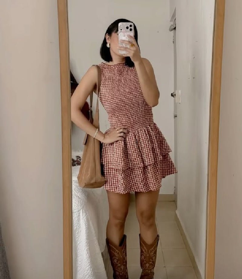 Hazel Plaid Smocked Mini Dress