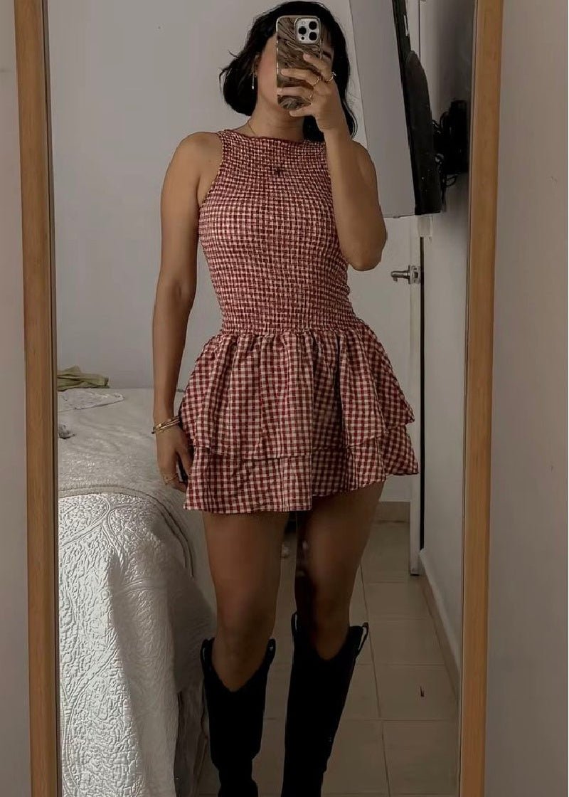 Hazel Plaid Smocked Mini Dress