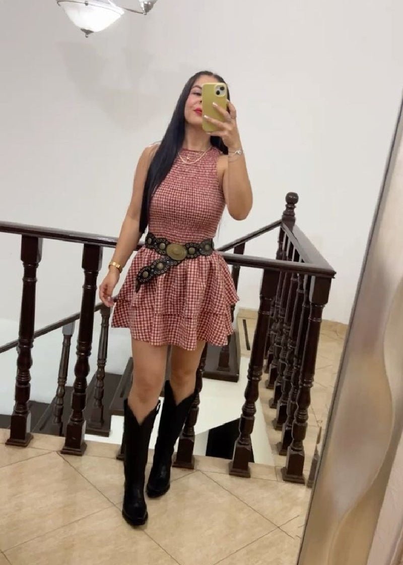 Hazel Plaid Smocked Mini Dress
