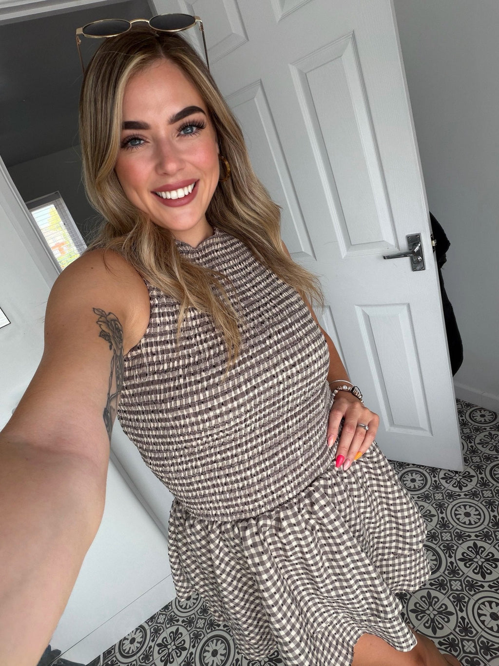 Hazel Plaid Smocked Mini Dress