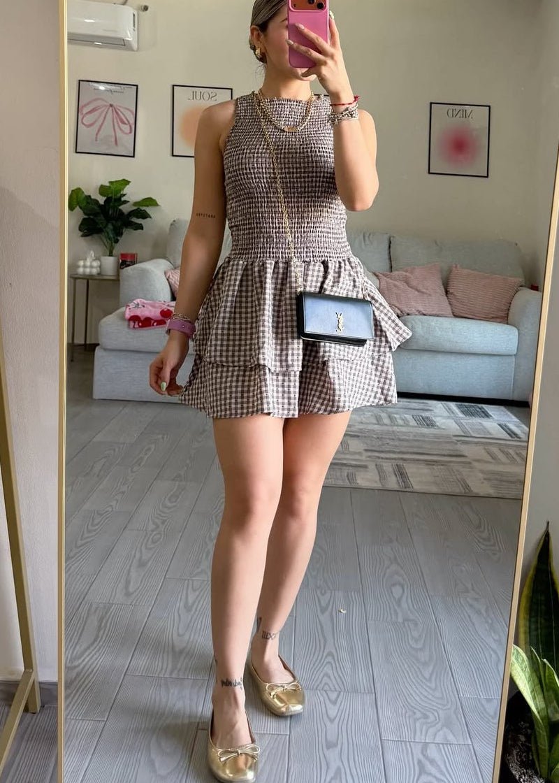 Hazel Plaid Smocked Mini Dress