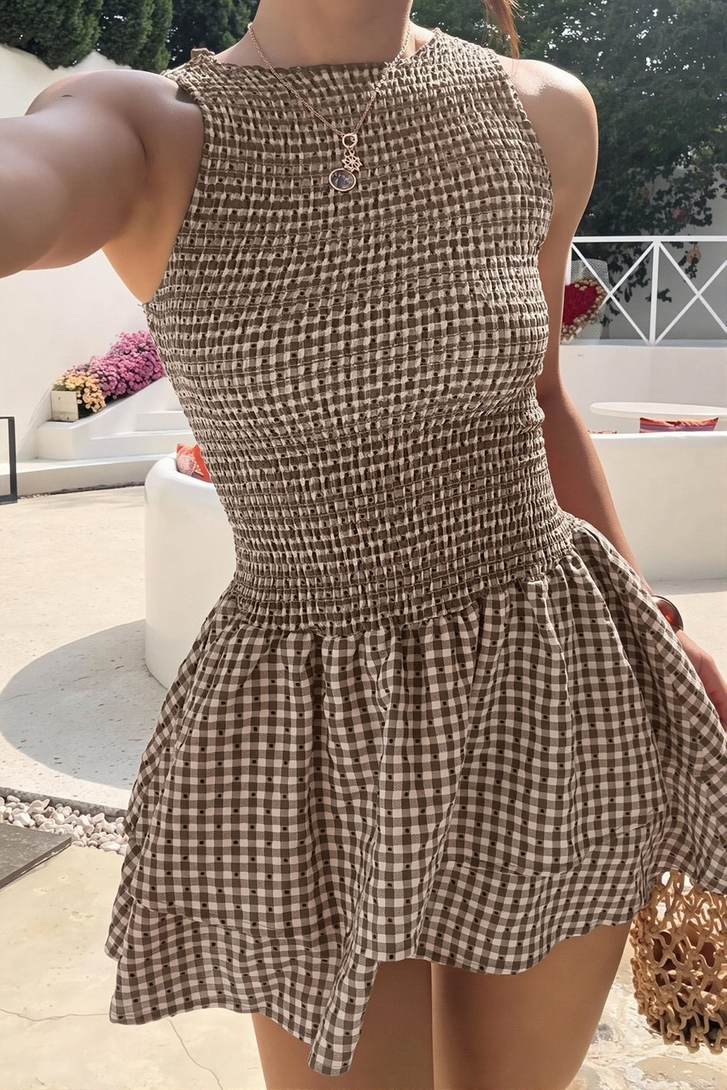 Hazel Plaid Smocked Mini Dress