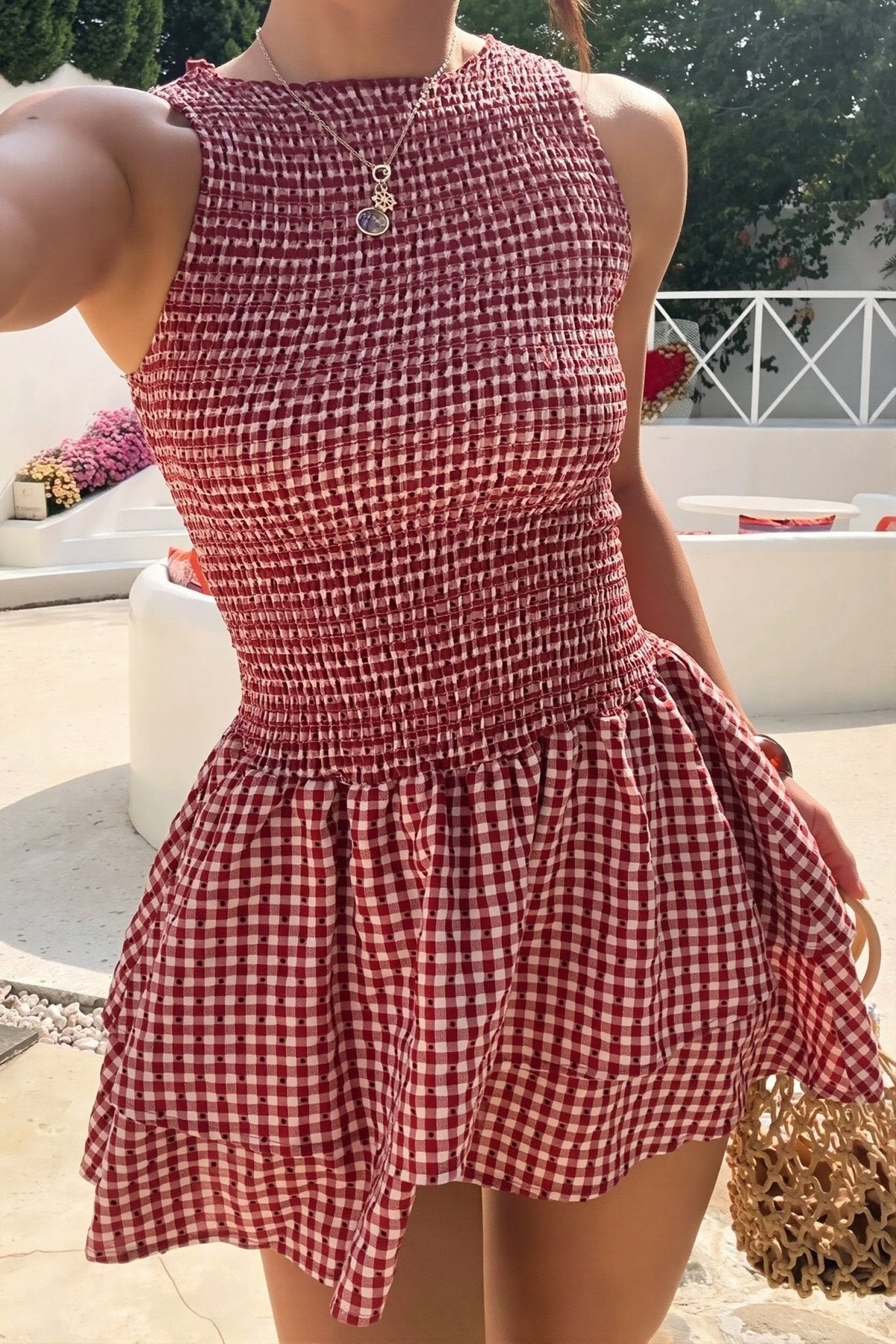Hazel Plaid Smocked Mini Dress
