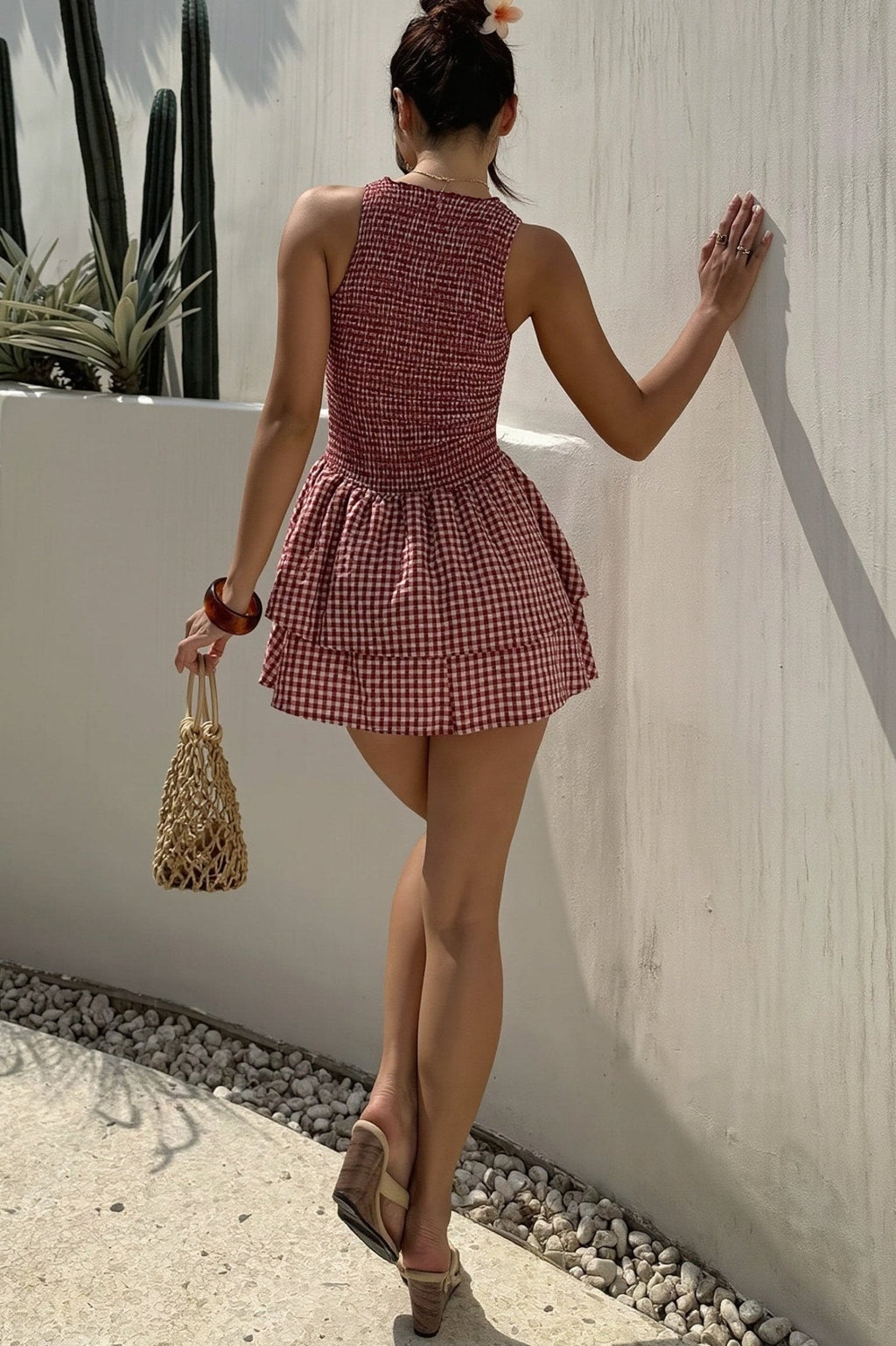 Hazel Plaid Smocked Mini Dress