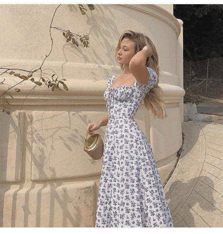 Lena Puff Sleeve Floral Midi Dress