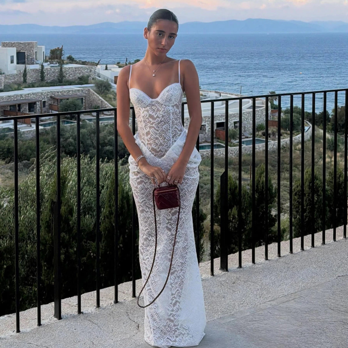 Isabella Corset Lace Maxi Dress