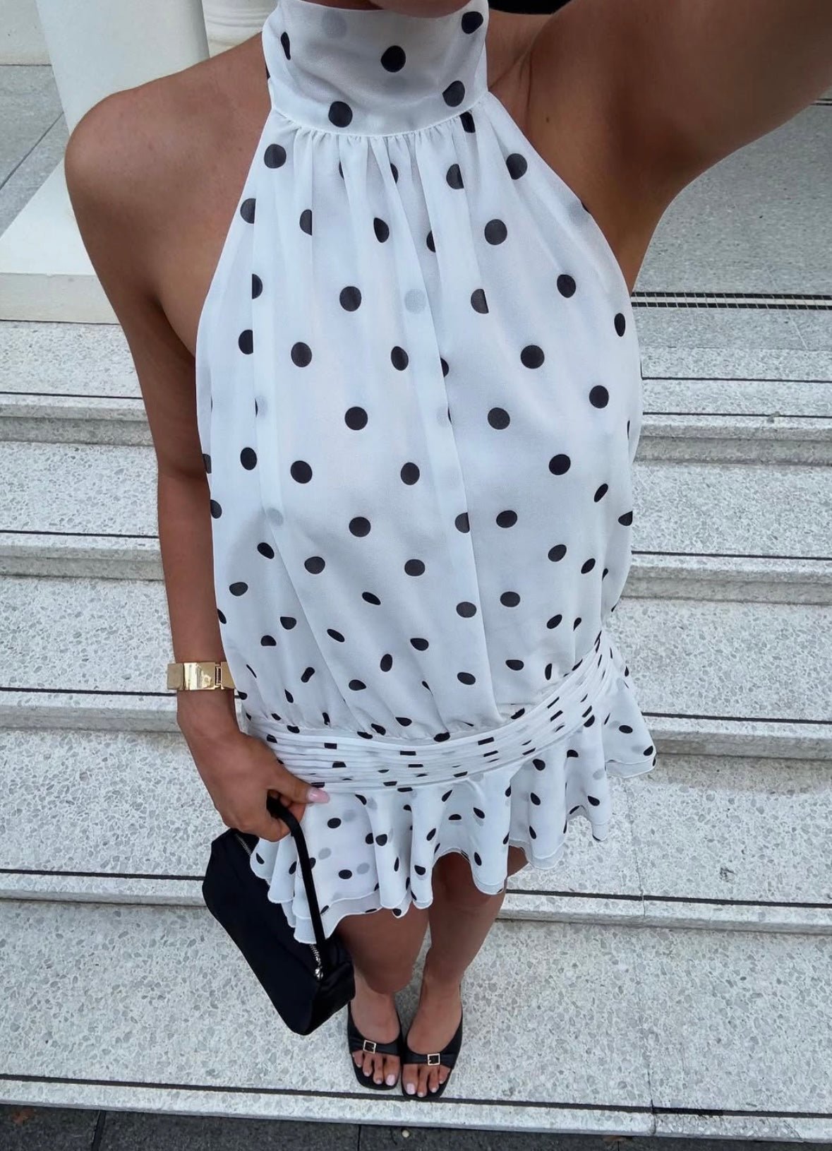 Lianna Polka Dot Halterneck Mini Dress