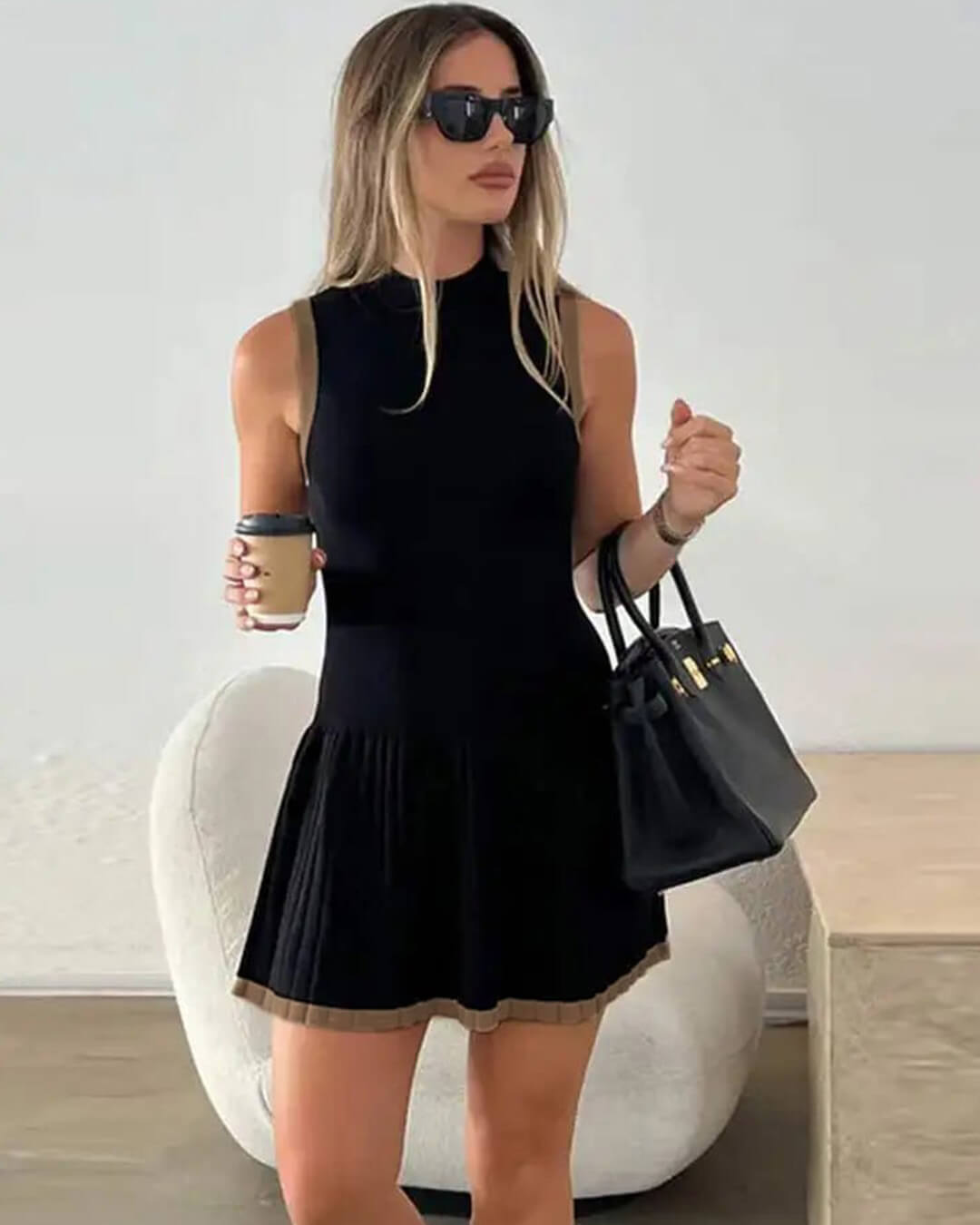 Alice Drop-Waist Contrast Knit Dress