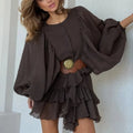 Marianna Pleated Ruffle Mini Dress
