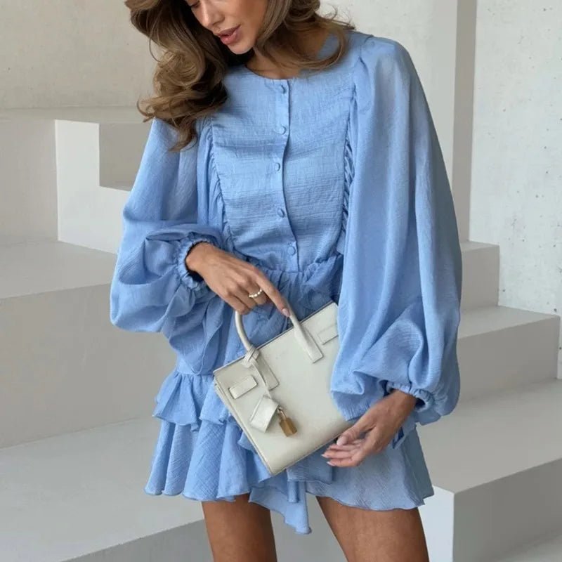 Marianna Pleated Ruffle Mini Dress