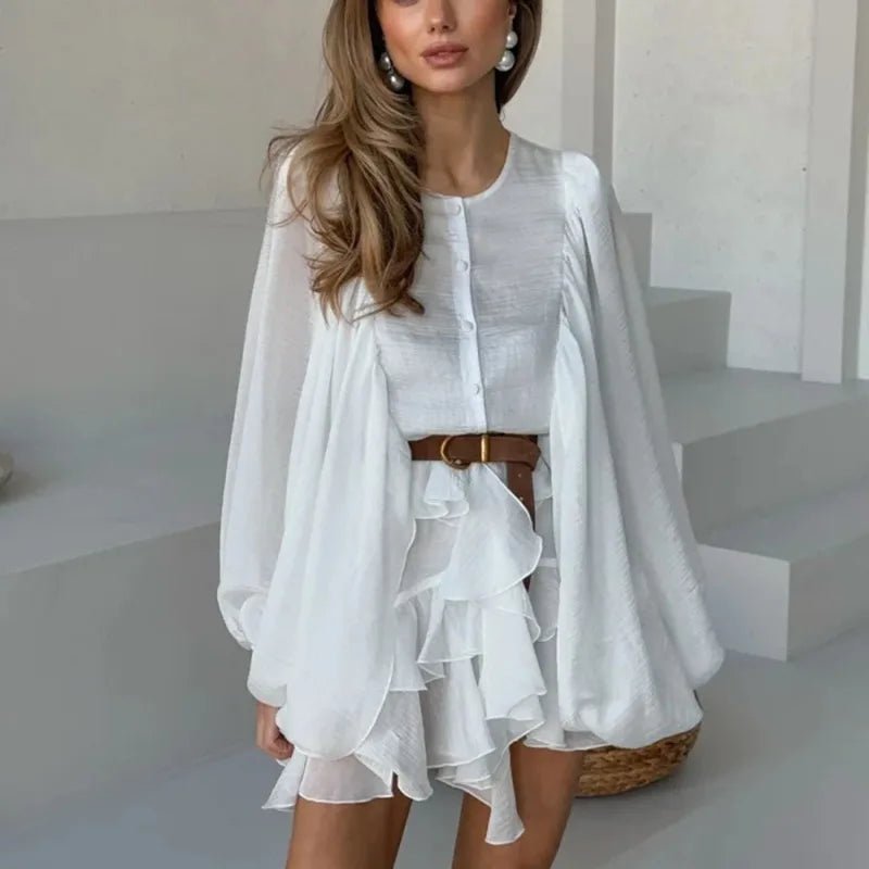 Marianna Pleated Ruffle Mini Dress