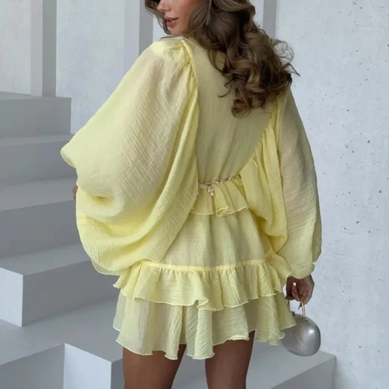 Marianna Pleated Ruffle Mini Dress