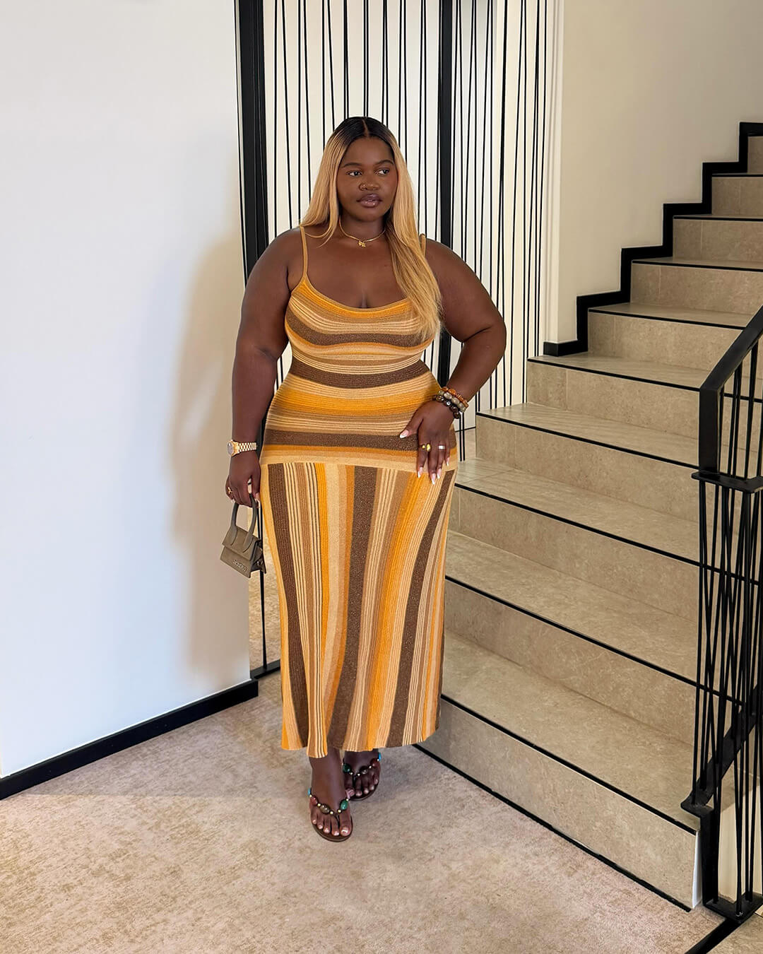 Martha Striped Knit Midi Dress