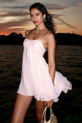 Mireille Off Shoulder Chiffon Mini Dress