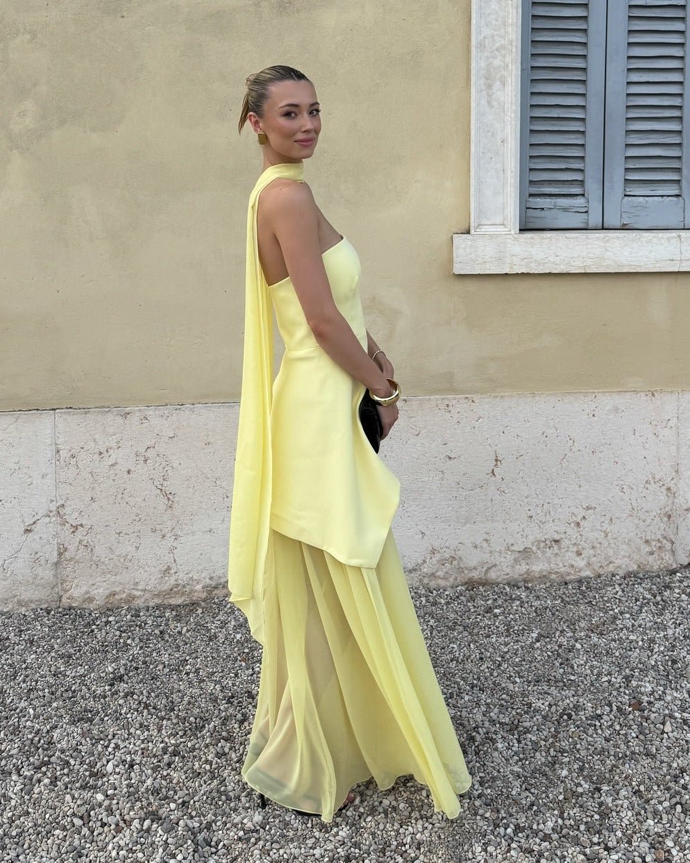 Ophelia Asymmetric Sheer Maxi Dress