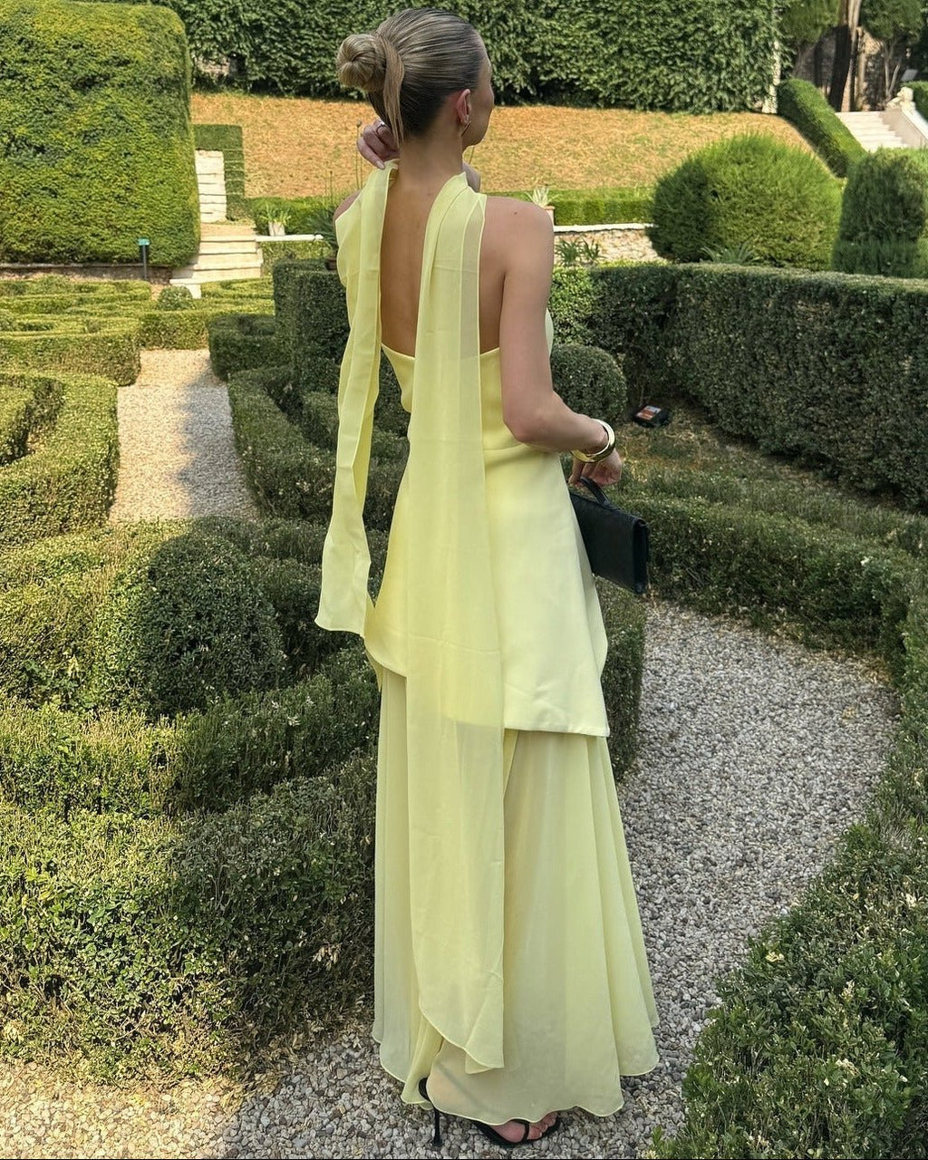 Ophelia Asymmetric Sheer Maxi Dress