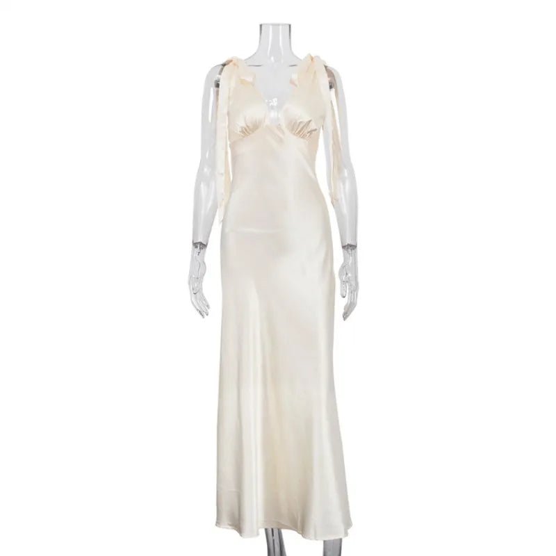 Sienna Satin Tie Strap Maxi Dress