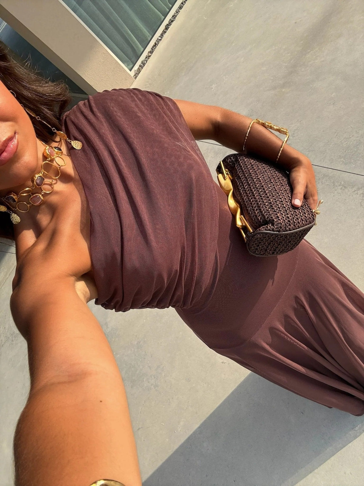 Sienna Off-Shoulder Ruched Maxi Dress