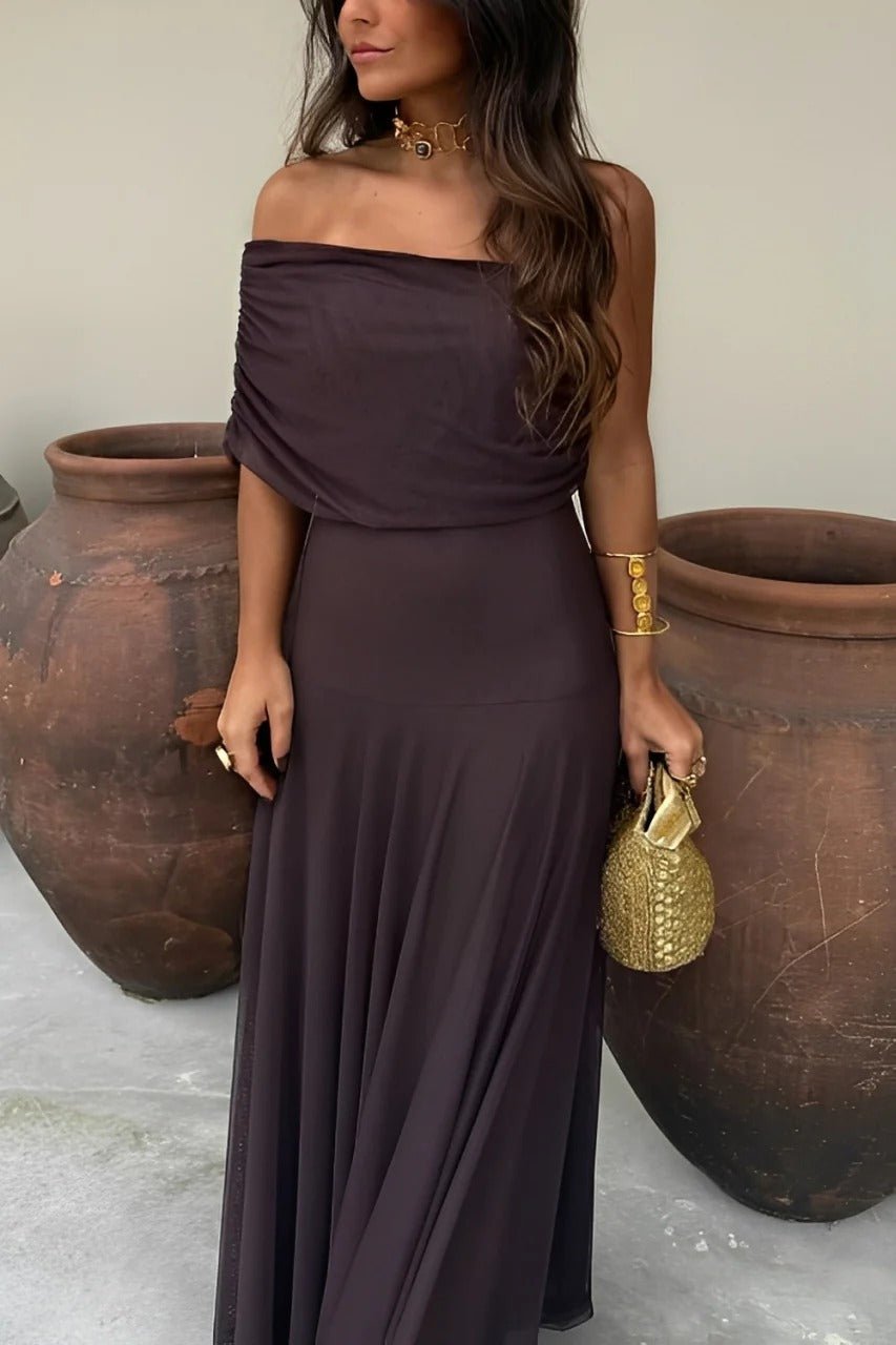 Sienna Off-Shoulder Ruched Maxi Dress