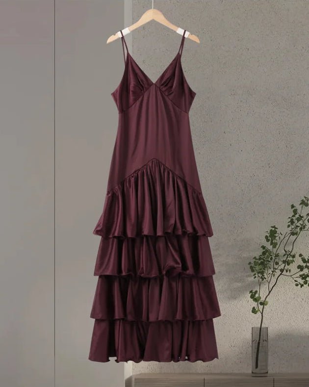 Venetia Ruffled Sling Evening Dress