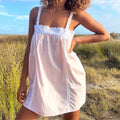 Violet Lace Trim Babydoll Mini Dress