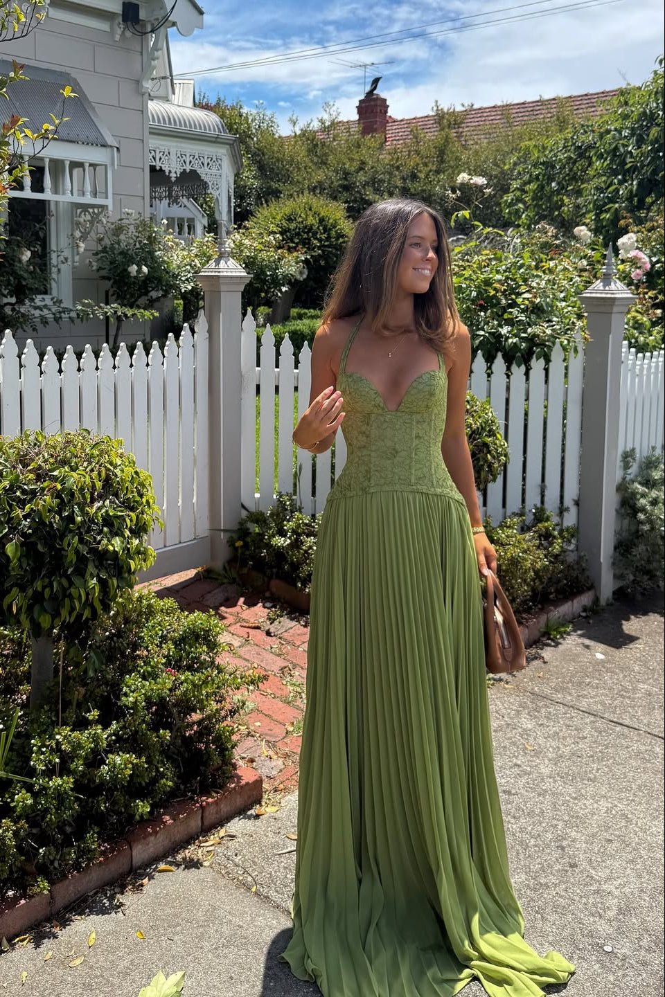 Vivian Pleated Corset Maxi Dress