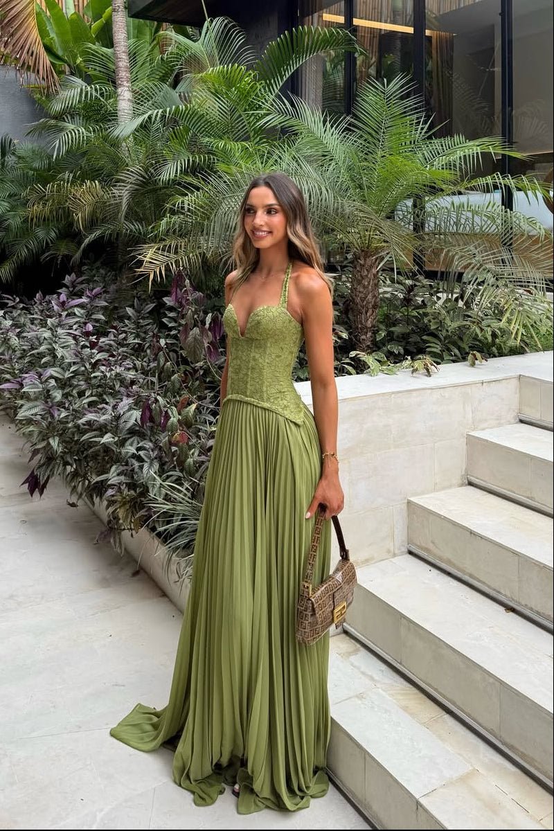 Vivian Pleated Corset Maxi Dress