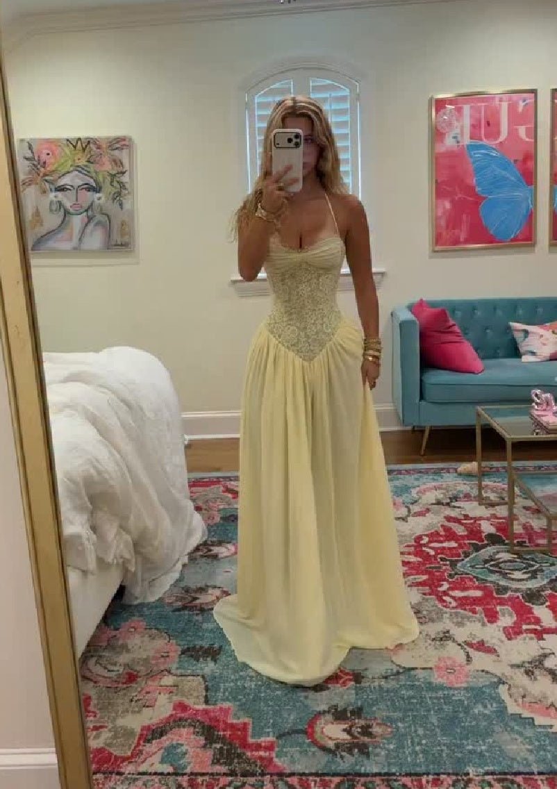 Gloria Halter Corset Maxi Dress