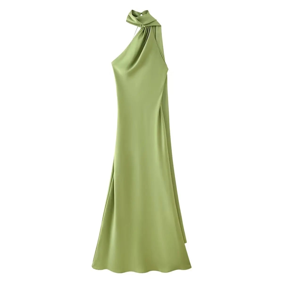 Beatrice Halter Backless Silk Satin Maxi Dress