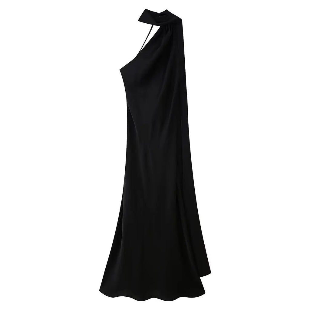 Beatrice Halter Backless Silk Satin Maxi Dress