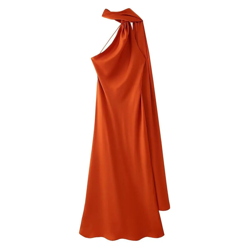 Beatrice Halter Backless Silk Satin Maxi Dress