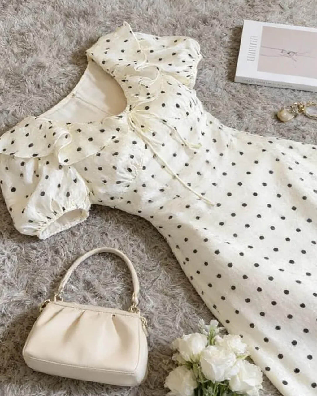 Rachel Polka Dot V-Neck Maxi Dress